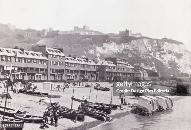 The Parade, showing Dover Castle, Dover, Kent, England, seen here in the 19th century. From Around The Coast, An Album of Pictures from Photographs...