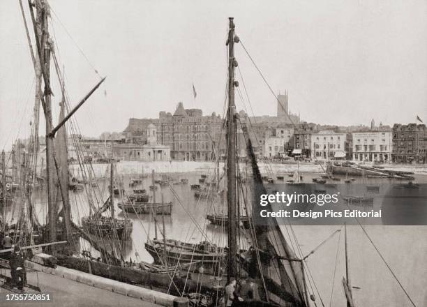 The harbour and jetty, Margate, Kent, England, seen here in the 19th century. From Around The Coast, An Album of Pictures from Photographs of the...