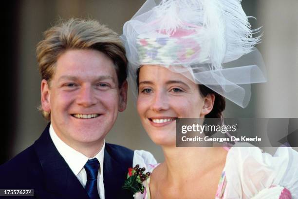 The wedding of actors Kenneth Branagh and Emma Thompson on August 20, 1989 in London, England.