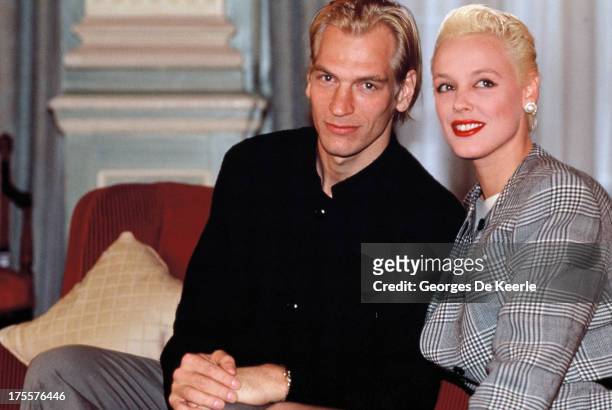Actress Brigitte Nielsen with actor Julian Sands on February 1989 in London, England. They are co-starring in the television movie 'Murder on the...