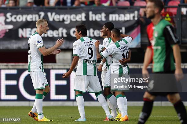 , Nick van der Velden of FC Groningen, David Texeira of FC Groningen, Giliano Wijnaldum of FC Groningen, Tjaronn Chery of FC Groningen during the...