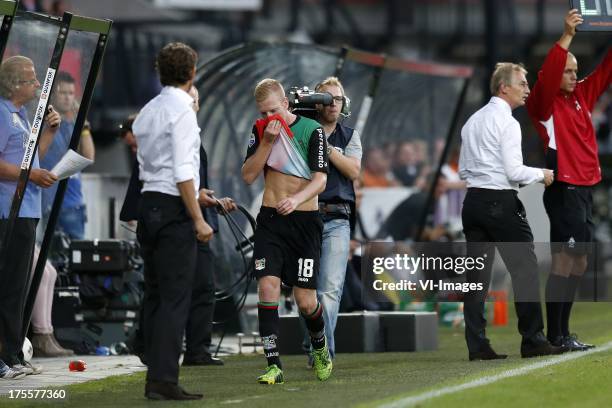 Youri Loen of NEC during the Dutch Eredivisie match between NEC Nijmegen and FC Groningen on August 3, 2013 at the Goffert stadium in Nijmegen, The...