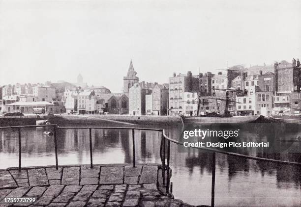 High seas. Blackpool, Lancashire, England, seen here in the 19th century. From Around The Coast, An Album of Pictures from Photographs of the Chief...