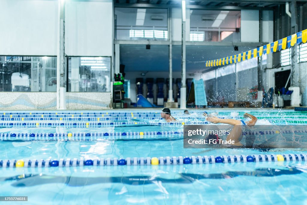 People swimming in the swimming pool