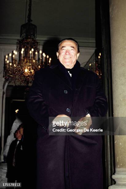 Media tycoon Robert Maxwell during an official visit of Prince Charles and Princess Diana to France on November 7, 1988 in Paris, France.