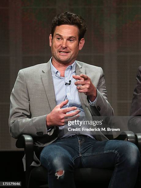 Actor Henry Thomas speaks onstage during the "Betrayal" panel discussion at the Disney/ABC Television Group portion of the Television Critics...