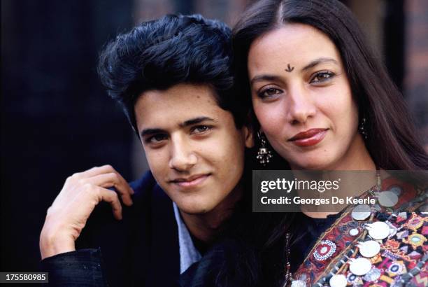 Actors Shabana Azmi and Navin Chowdhry attend a promotional shoot for the film 'Madame Sousatzka' , directed by John Schlesinger and starring Shirley...