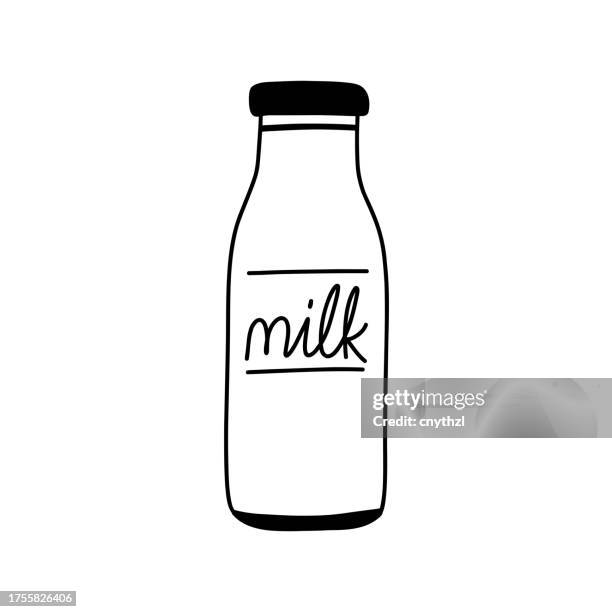 illustrations, cliparts, dessins animés et icônes de illustration vectorielle d’icône de bouteille de lait dessinée à la main. - bouteille de lait