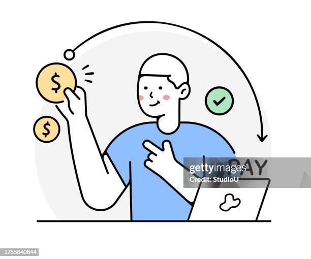 online payment illustration - online banking computer stock illustrations