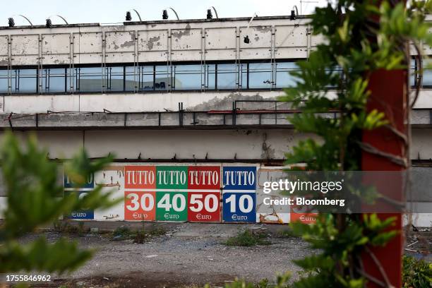 Closed down store complex available for sale in the outskirts of Rome, Italy, on Monday, Oct. 30, 2023. Italy's economy stagnated in the third...