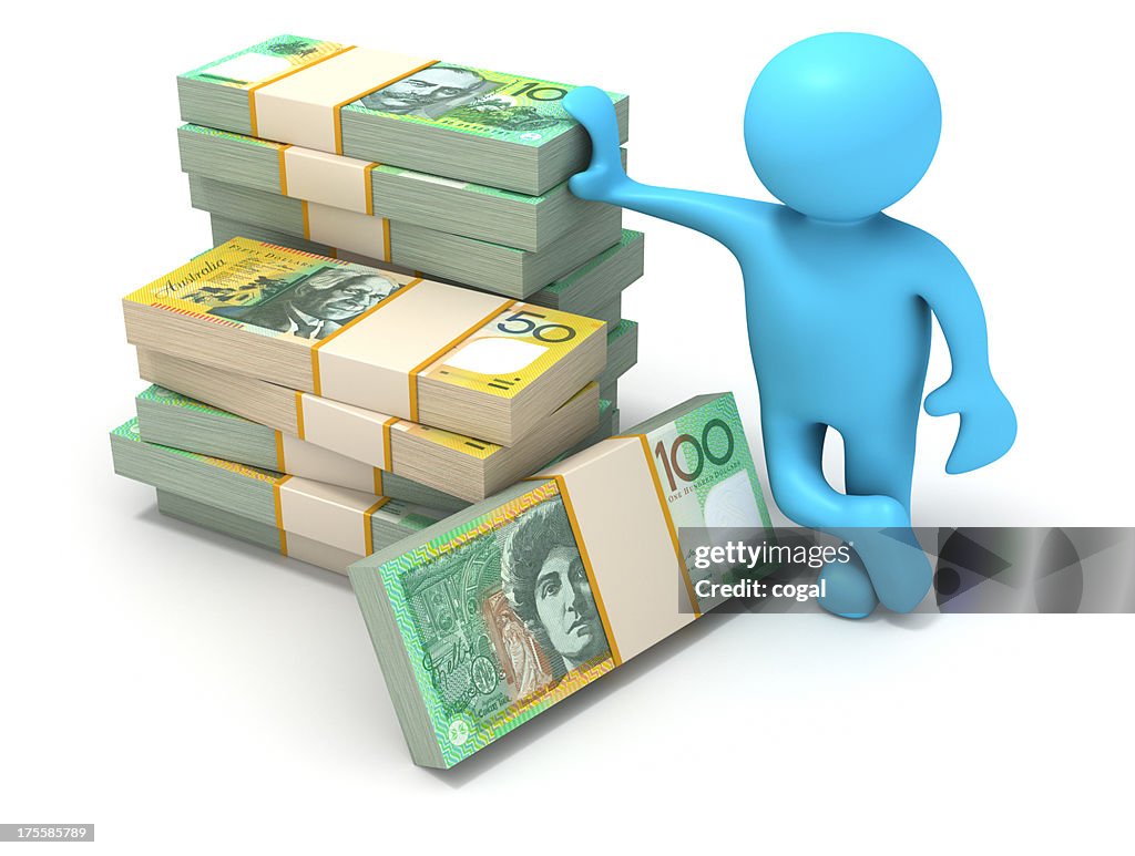 Stack of Australian Dollar bills.