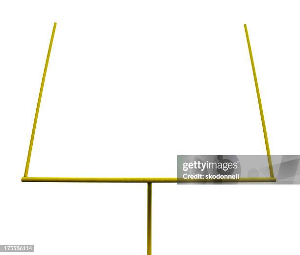 football field goal post isolated on white - goal posts stockfoto's en -beelden