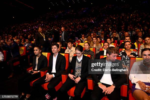 Felix Gall of Austria and AG2R Citroën Team, Marta Cavalli of Italy and Team FDJ-Suez, Valentin Madouas of France and Team Groupama-FDJ and Juliette...