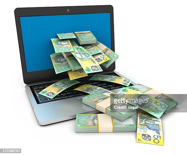 cache flusso di lavoro online. dollaro australiano. - australian dollar foto e immagini stock