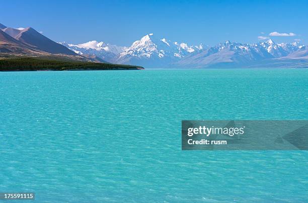 pukaki lake, new zealand - lake pukaki stockfoto's en -beelden