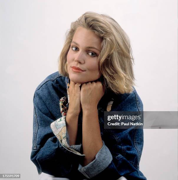 Studio portrait of American singer Belinda Carlisle, Chicago, Illinois, June 25, 1986. Carlisle sang with the Go-Go's.