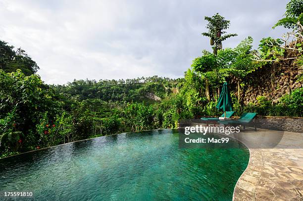 indonesian pool villa - summer home stock pictures, royalty-free photos & images