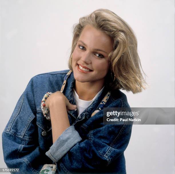 Studio portrait of American singer Belinda Carlisle, Chicago, Illinois, June 25, 1986. Carlisle sang with the Go-Go's.