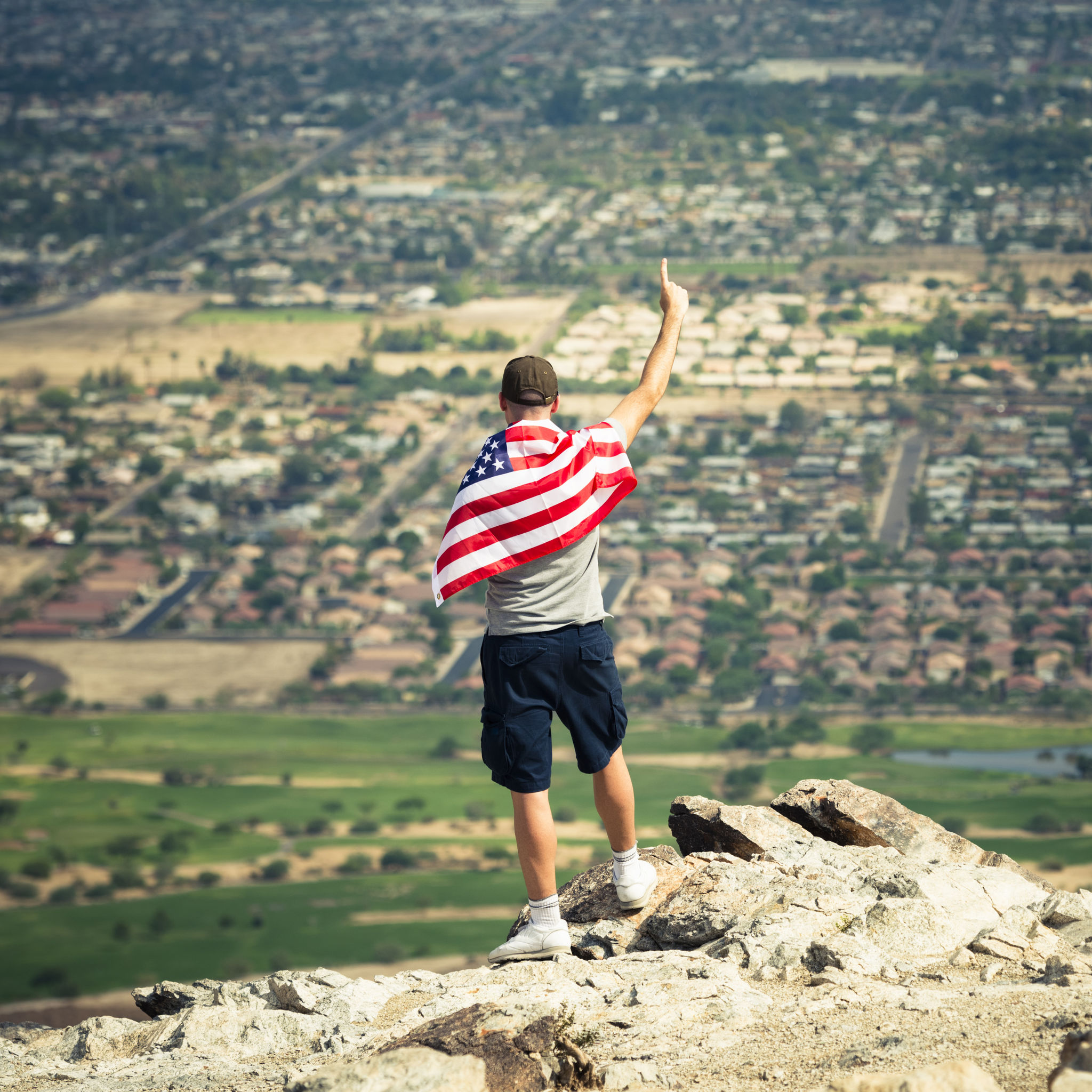 Proud man of US country on Phoenix city Proud man of US country on Phoenix city