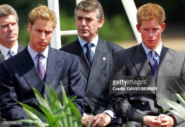 Britain's Princes William and Harry attend 06 July the unveiling of a fountain built in memory of Diana, Princess of Wales, in London's Hyde Park....