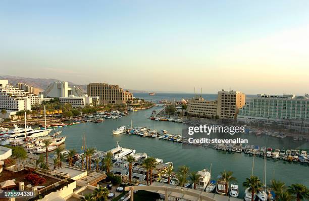 the marina of eilat israel - eilat stock pictures, royalty-free photos & images