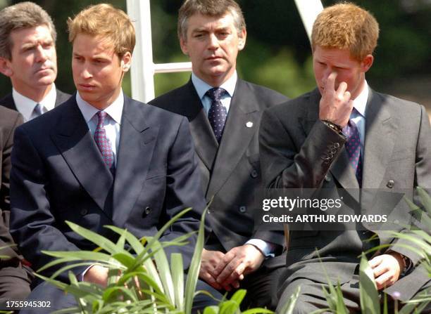 Princess Dian sons, Prince William and Prince Harry attend the unveiling ceremony for the Princess Diana memorial fountain in London's Hyde Park 06...