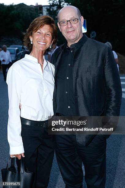 President of the Union of Antique Christian Deydier and companion Sylvie Rousseau attend "Cher Tresor" on day 5 of the 29th Ramatuelle Festival on...