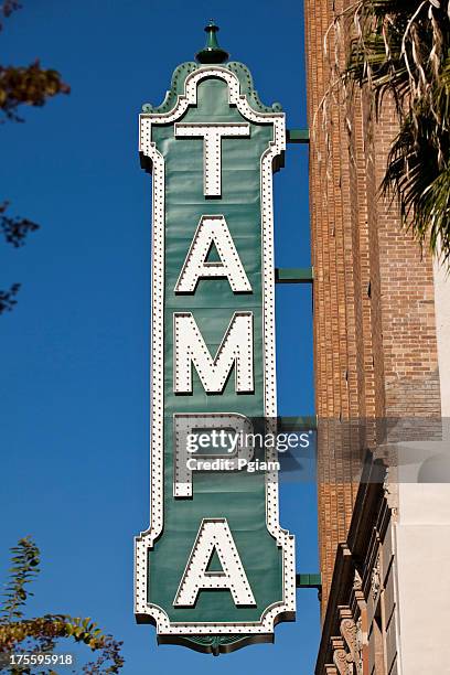 tampa theater sign on building in tampa, florida - tampa florida stock pictures, royalty-free photos & images