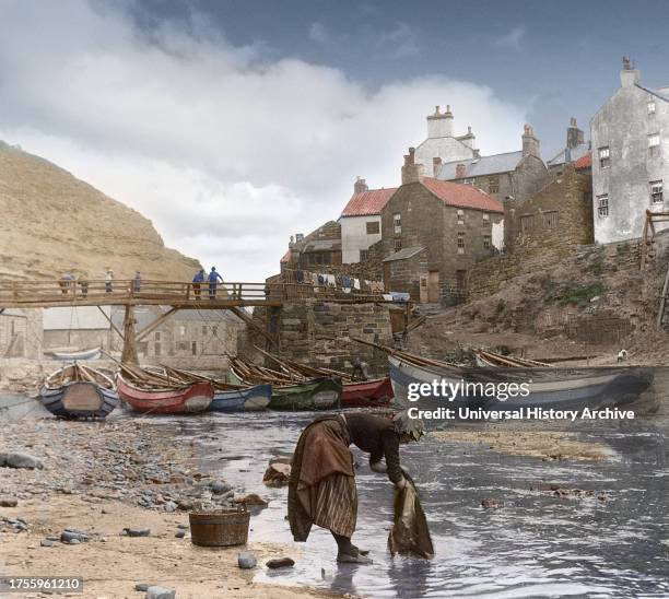 Magic lantern slide circa 1880.Victorian/Edwardian.Social History. Slide set: Dawlish town centre with the river and roads.