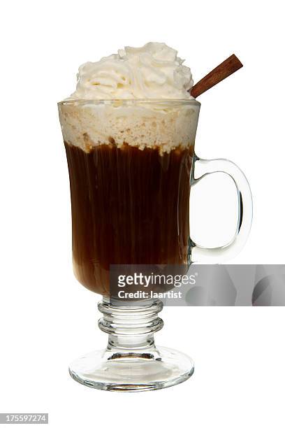 cocktails on white: irish coffee. - coffee drink on white stock pictures, royalty-free photos & images