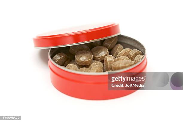 red candy tin - hard candy stock pictures, royalty-free photos & images