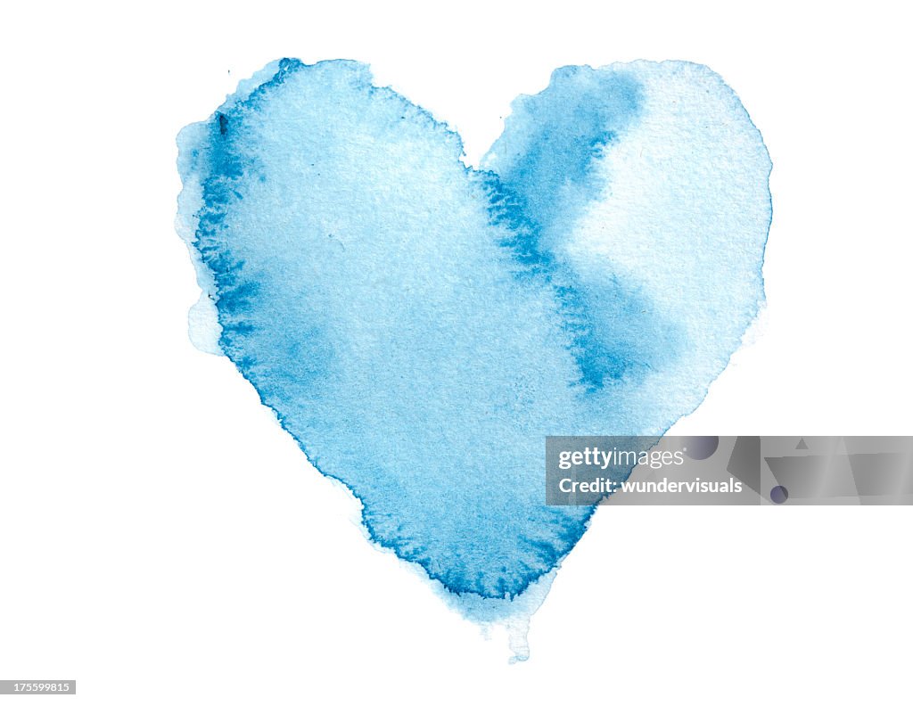 Strukturierte Wasserfarben Gemalte Herz Blau