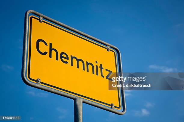 city sign of chemnitz, saxony - saxony stockfoto's en -beelden