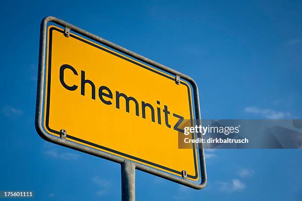 city sign of chemnitz, saxony - saxony stock pictures, royalty-free photos & images