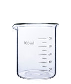 Isolated shot of empty measuring beaker on white background
