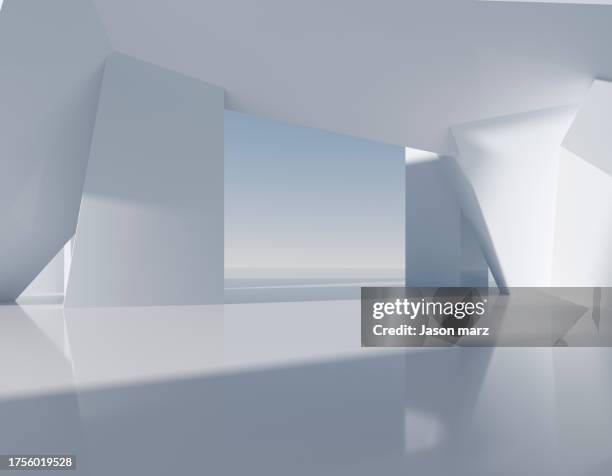 futuristic empty room,3d rendering - lectern stock pictures, royalty-free photos & images