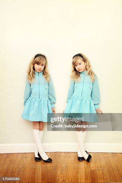 me times 2 - twin girls stock pictures, royalty-free photos & images