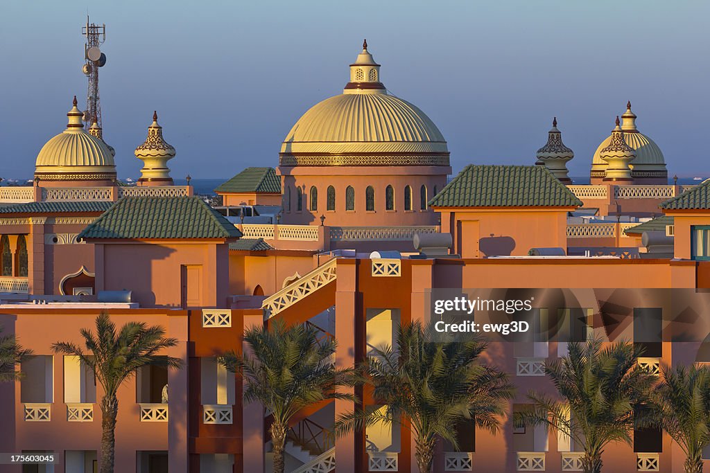 Sunset over Arabian resort