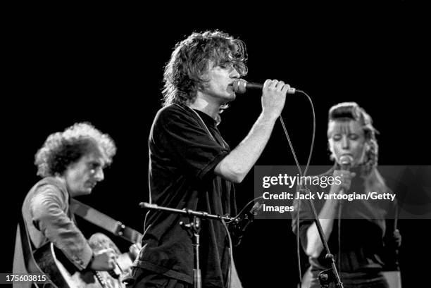 American musician and singer-songwriter Jeff Buckley performs with Gary Lucas , on guitar, and singer Julia Hayward during the 'Greetings from Tim...