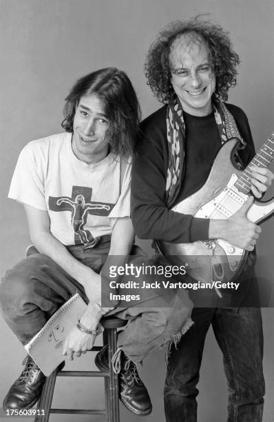 Portrait of American musicians Jeff Buckley and Gary Lucas at Vartoogian Studios, New York, New York, February 6, 1992.