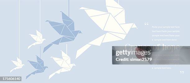 origami cranes of hope - irisieren stock-grafiken, -clipart, -cartoons und -symbole