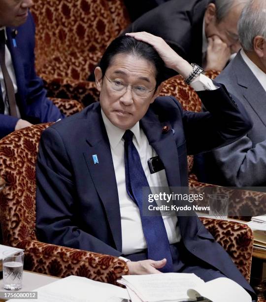 Japanese Prime Minister Fumio Kishida attends a House of Councillors budget committee session in Tokyo on Oct. 31, 2023.