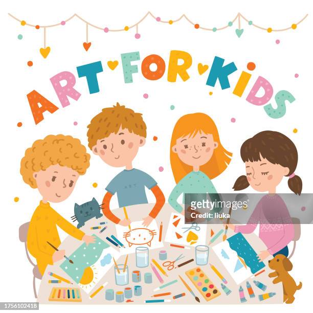 art class for kids - art class stock illustrations