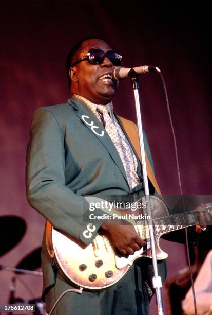 Musician Clarence Carter performs on stage, Chicago, Illinois, June 7, 1987.