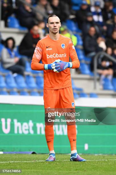 Maarten Vandevoordt of Genk pictured during a football game between KRC Genk and KV Mechelen on match day 11 of the Jupiler Pro League season 2023 -...