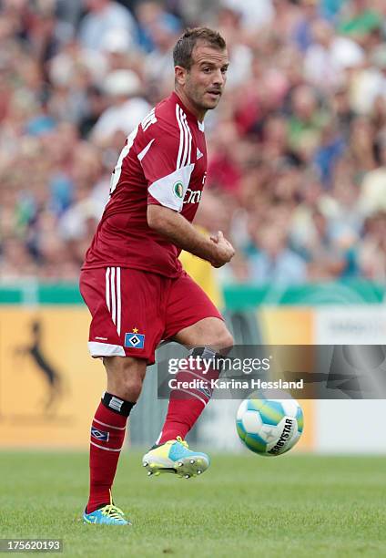 Rafael van der Vaart of Hamburg during the DFB Cup between SV Schott Jena and Hamburger SV at Ernst-Abbe-Sportfeld on August 04, 2013 in Jena,Germany.