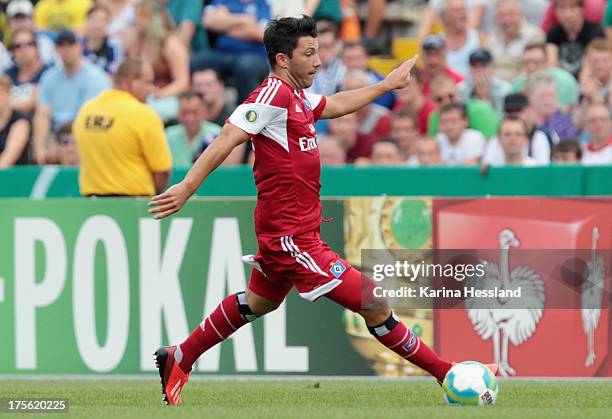 Tolgay Arslan of Hamburg during the DFB Cup between SV Schott Jena and Hamburger SV at Ernst-Abbe-Sportfeld on August 04, 2013 in Jena,Germany.