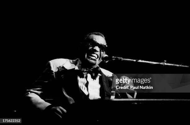 View of musician Ray Charles performing at Park West auditorium, Chicago, Illinois, September 22, 1978.