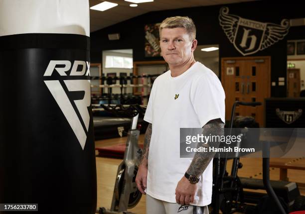Former professional boxer Ricky Hatton is photographed for the Times is photographed on July 27, 2023 in Hyde, England.