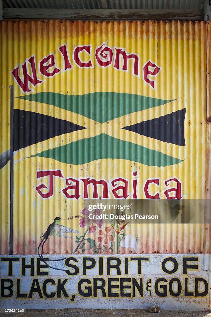 Colorful roadside mural, Jamaica